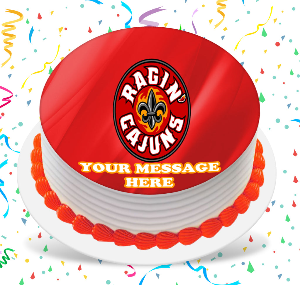 Louisiana Ragin&#39; Cajuns Edible Image Cake Topper Personalized Birthday Sheet Custom Frosting Round Circle