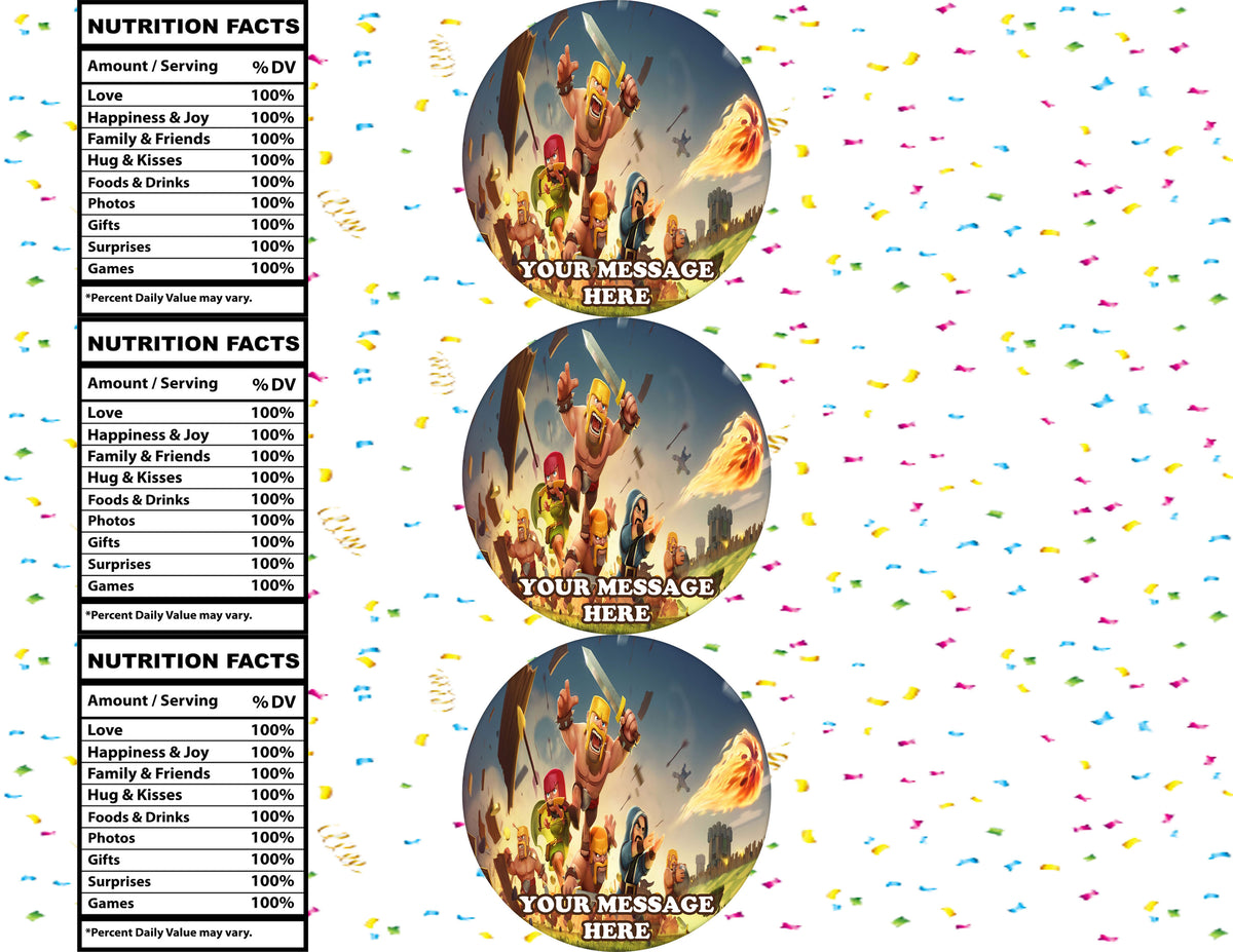 Clash Of Clans Water Bottle Stickers 12 Pcs Labels Party Favors Supplies Decorations