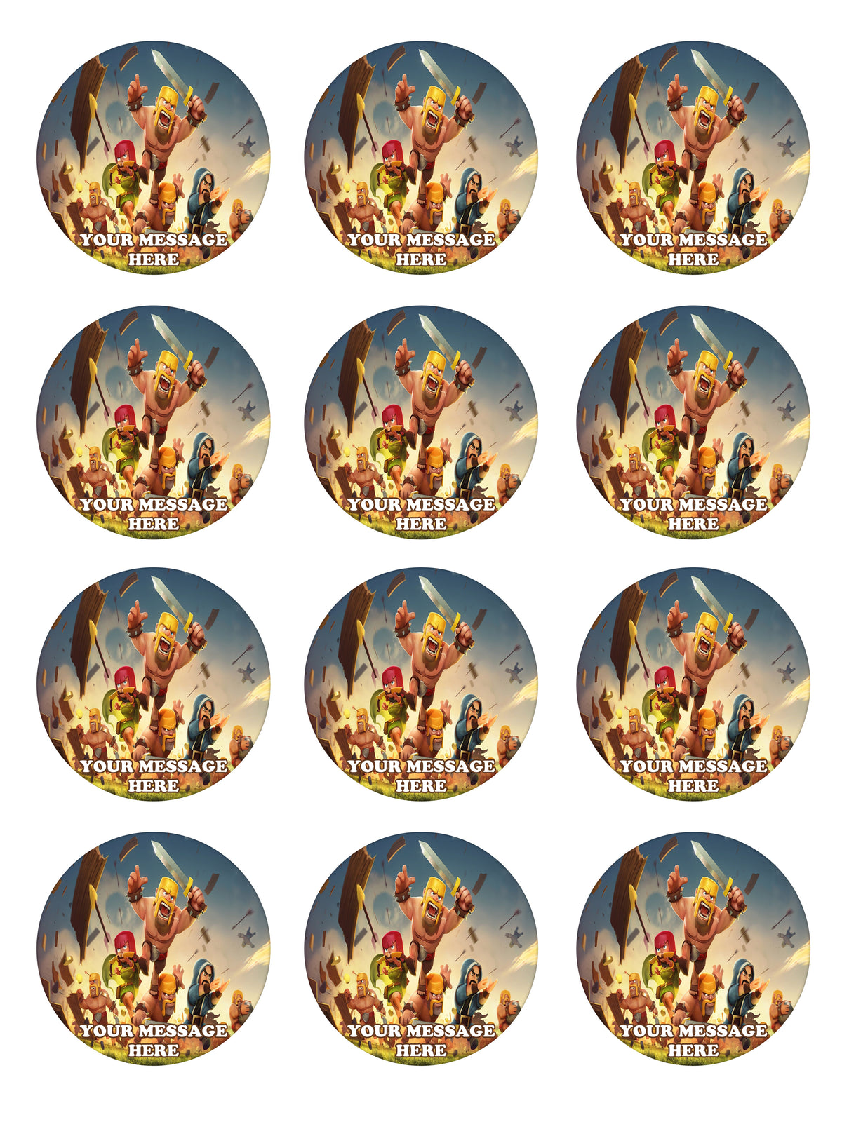Clash Of Clans Edible Cupcake Toppers (12 Images) Cake Image Icing Sugar Sheet