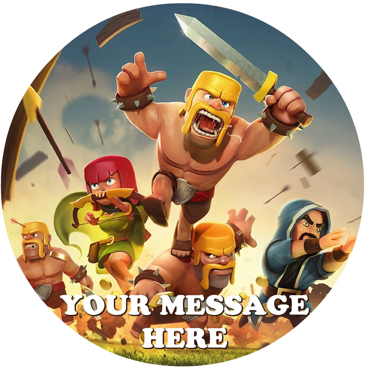 Clash Of Clans Edible Image Cake Topper Personalized Birthday Sheet Custom Frosting Round Circle