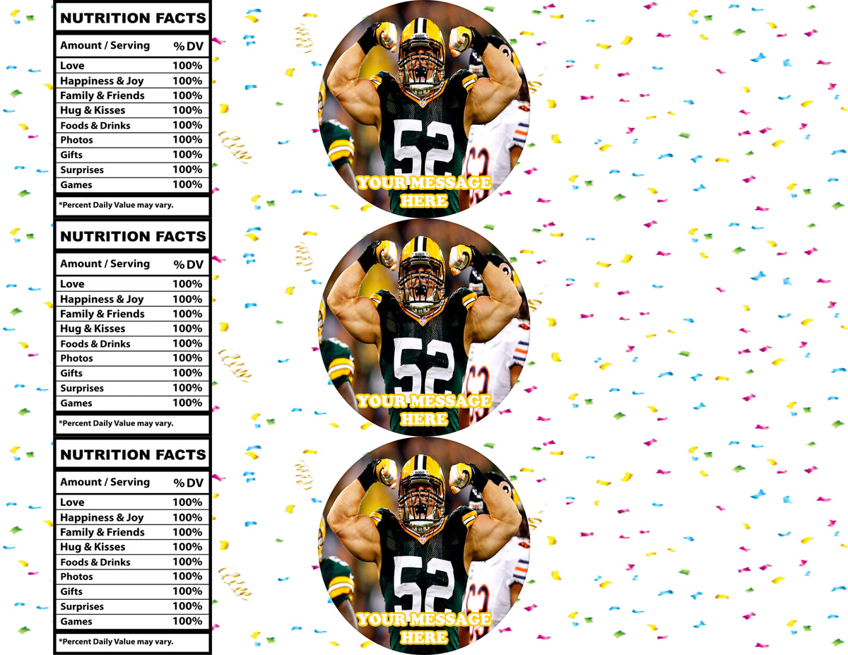 Clay Matthews III Water Bottle Stickers 12 Pcs Labels Party Favors Supplies Decorations