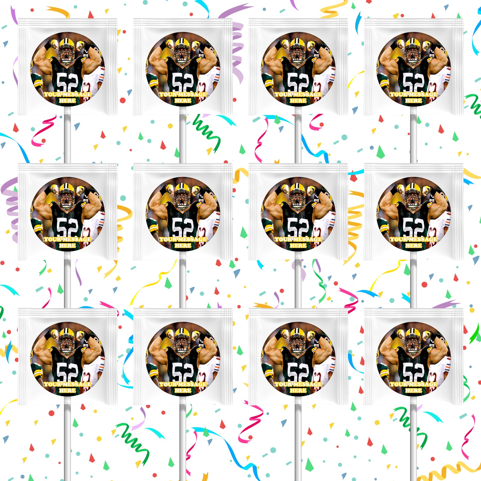 Clay Matthews III Lollipops Party Favors Personalized Suckers 12 Pcs