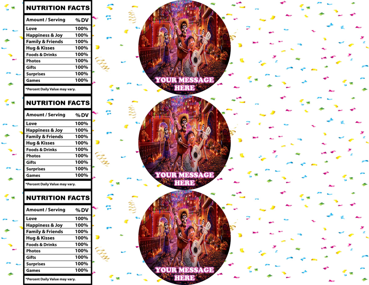 Coco Water Bottle Stickers 12 Pcs Labels Party Favors Supplies Decorations