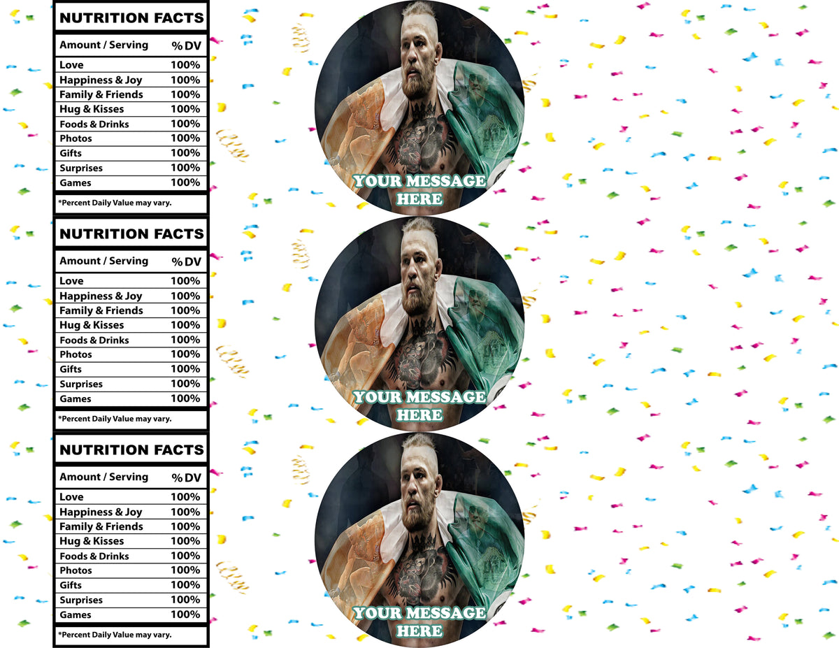 Connor McGreggor Water Bottle Stickers 12 Pcs Labels Party Favors Supplies Decorations