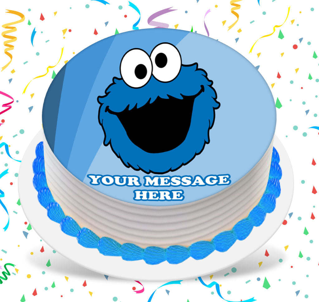 Cookie Monster Edible Image Cake Topper Personalized Birthday Sheet Custom Frosting Round Circle