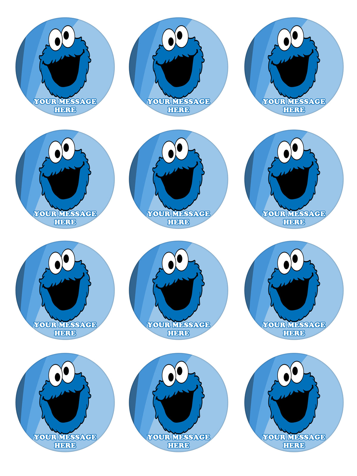 Cookie Monster Edible Cupcake Toppers (12 Images) Cake Image Icing Sugar Sheet