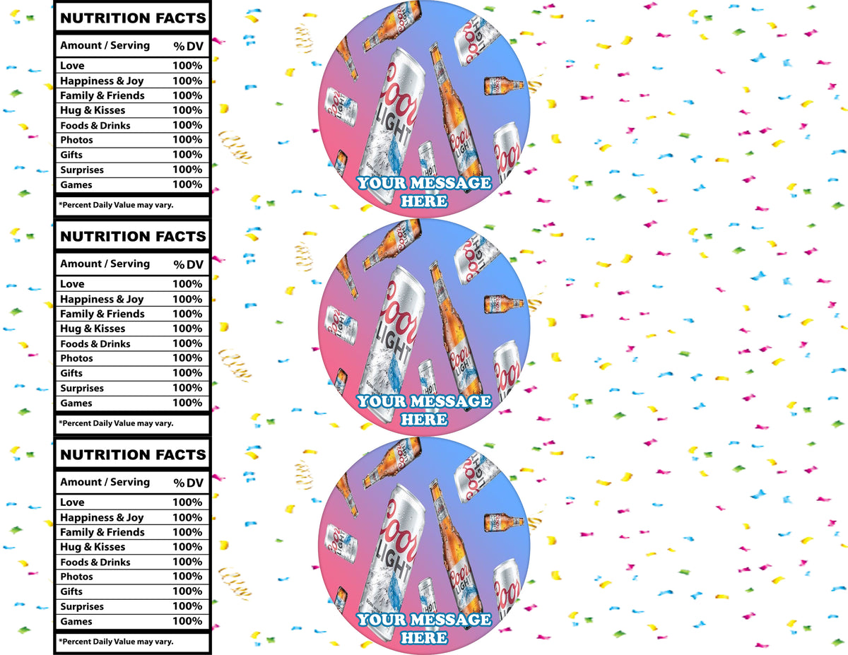 Coors Light Water Bottle Stickers 12 Pcs Labels Party Favors Supplies Decorations