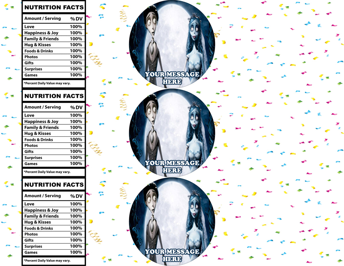 Corpse Bride Water Bottle Stickers 12 Pcs Labels Party Favors Supplies Decorations