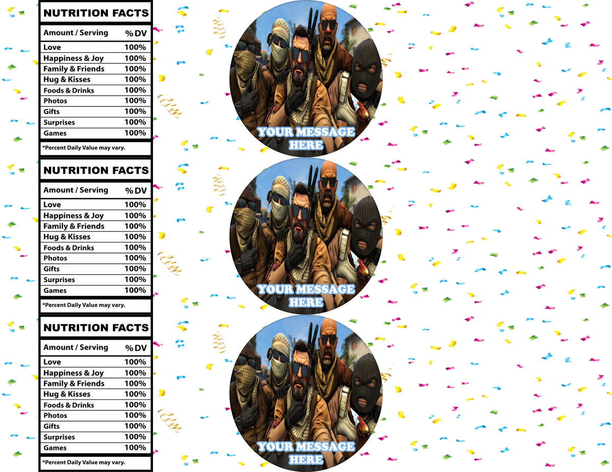 Counter Strike Water Bottle Stickers 12 Pcs Labels Party Favors Supplies Decorations