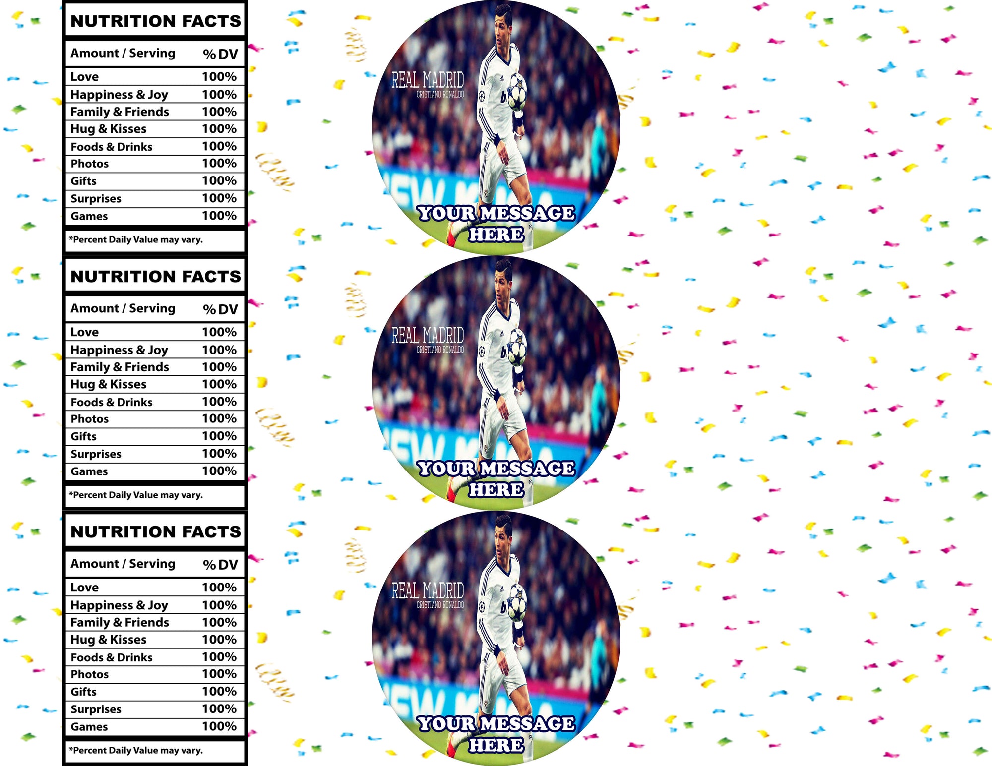 Cristiano Ronaldo Water Bottle Stickers 12 Pcs Labels Party Favors Sup ...