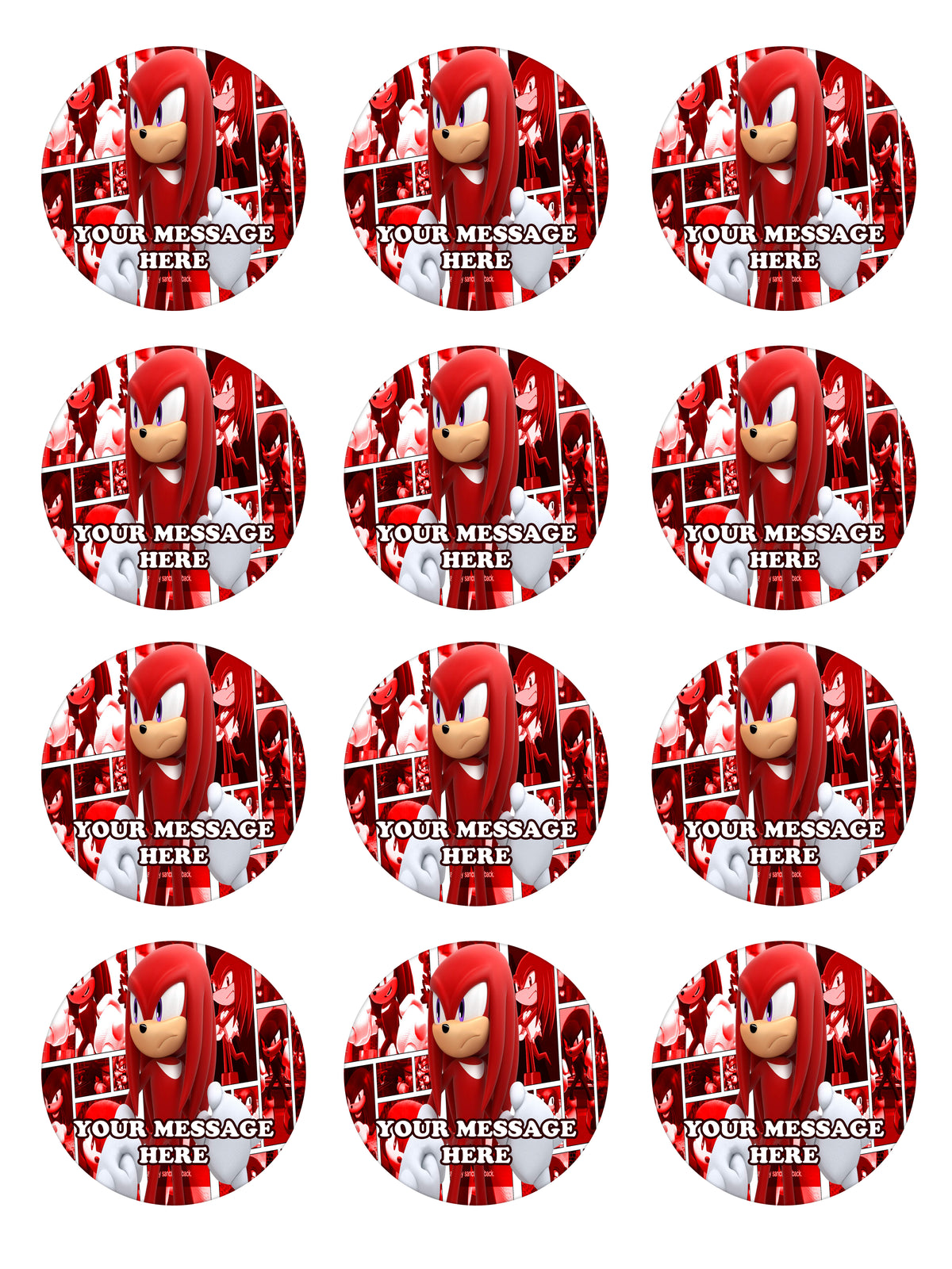 Sonic The Hedgehog Knuckles The Echidna Edible Cupcake Toppers (12 Images) Cake Image Icing Sugar Sheet