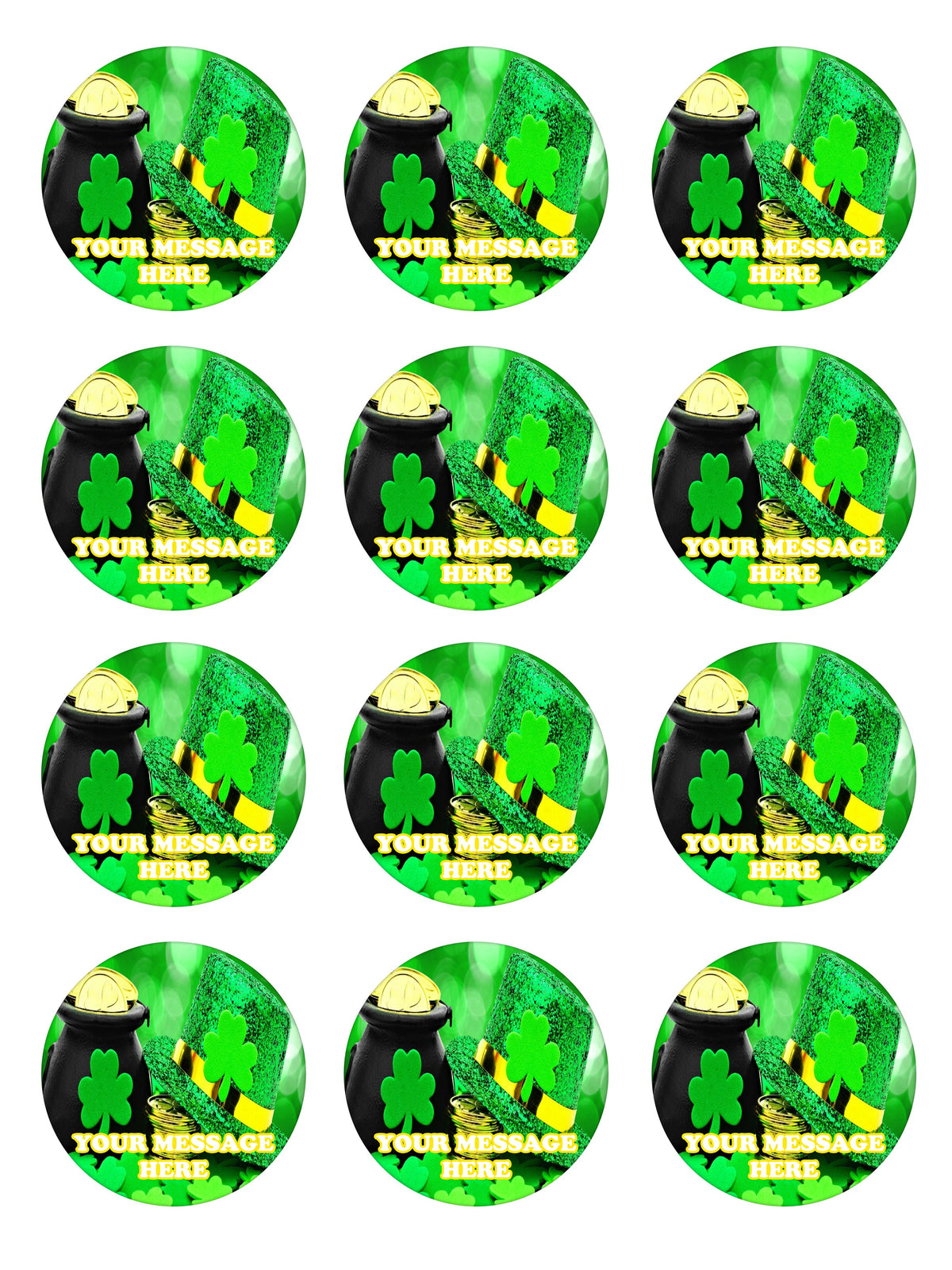 St Patrick's Day Edible Cupcake Toppers (12 Images) Cake Image Icing Sugar Sheet
