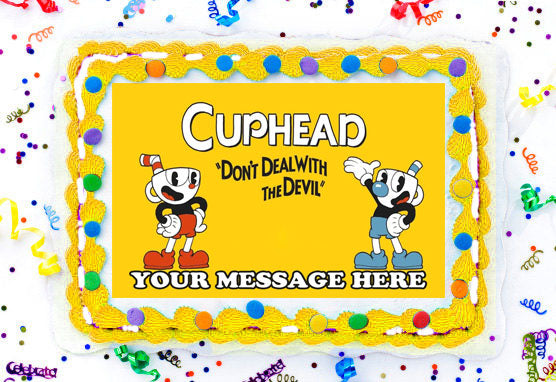 Cuphead Edible Image Cake Topper Personalized Birthday Sheet Decoration Custom Party Frosting Transfer Fondant