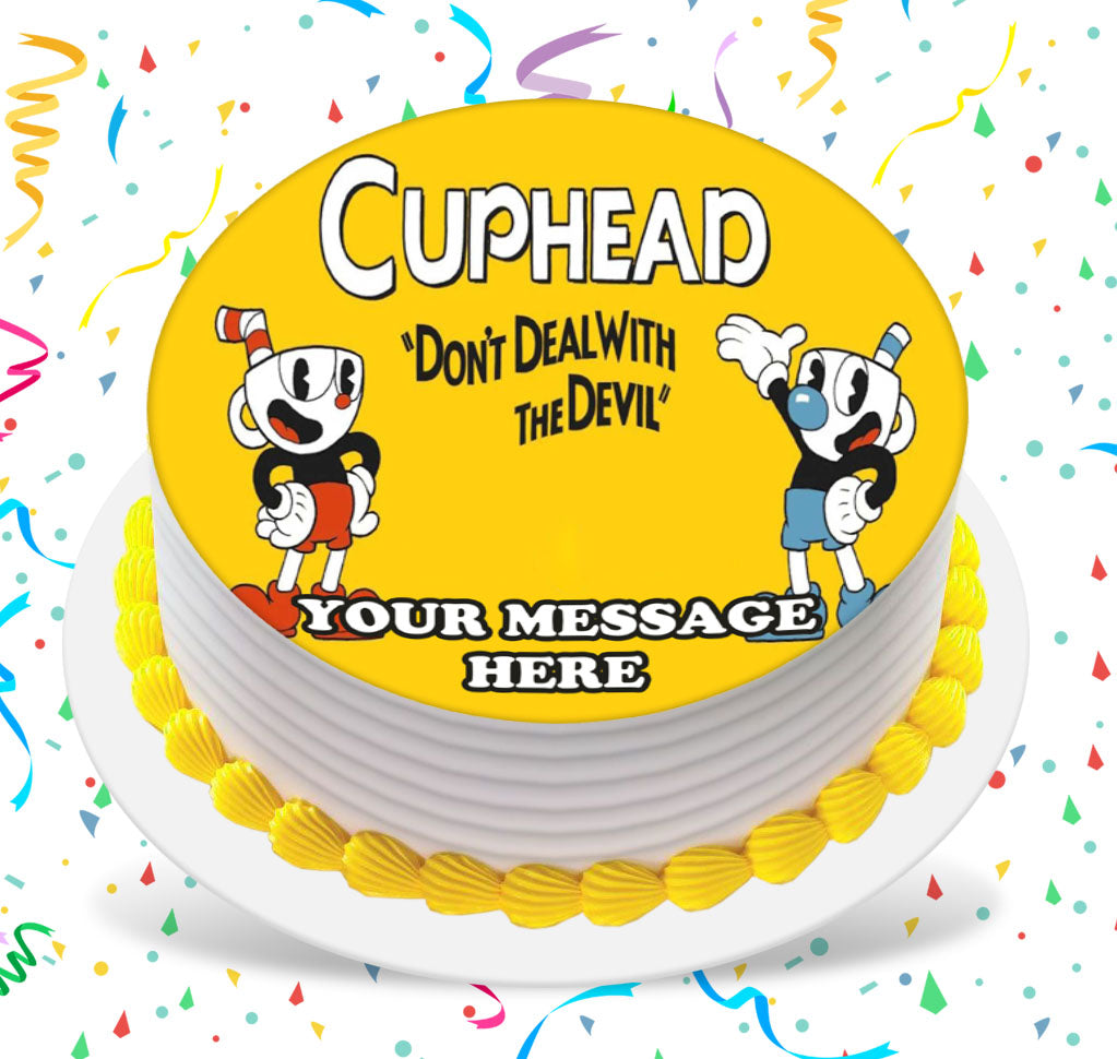 Cuphead Edible Image Cake Topper Personalized Birthday Sheet Custom Frosting Round Circle