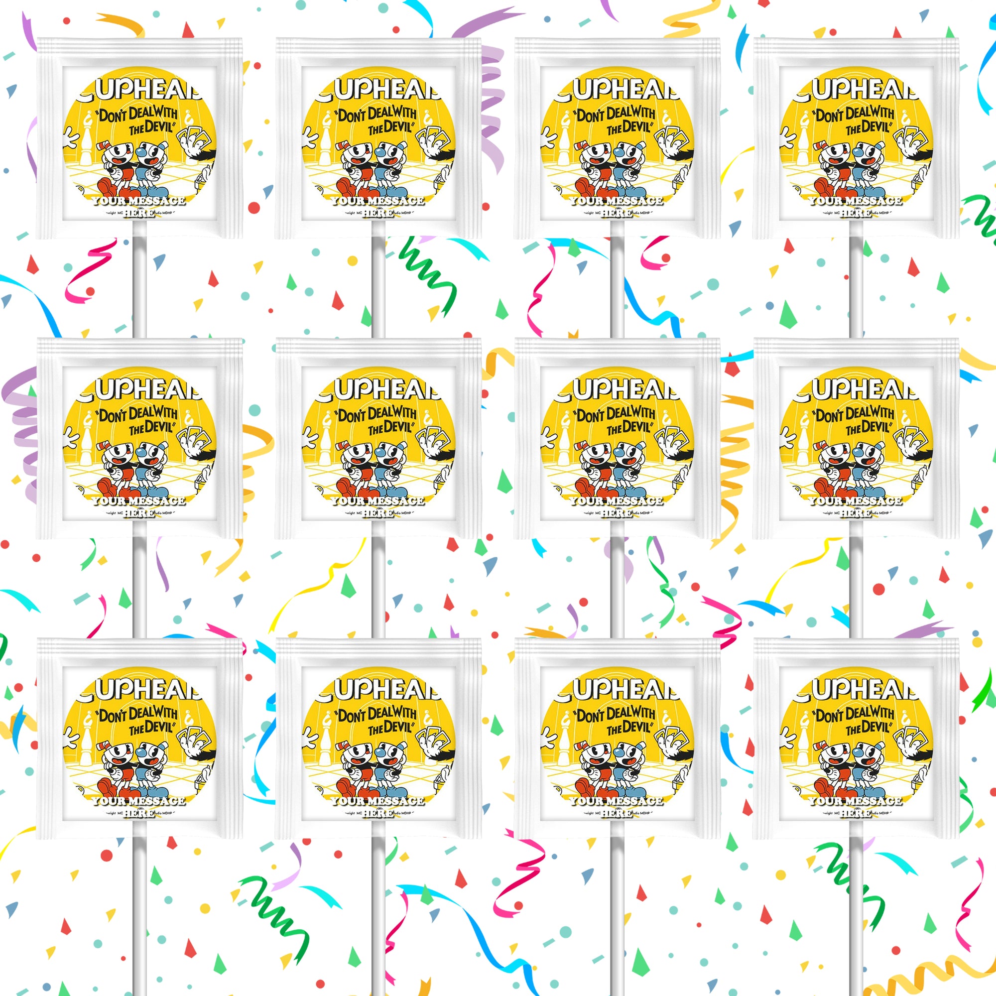 Cuphead Lollipops Party Favors Personalized Suckers 12 Pcs