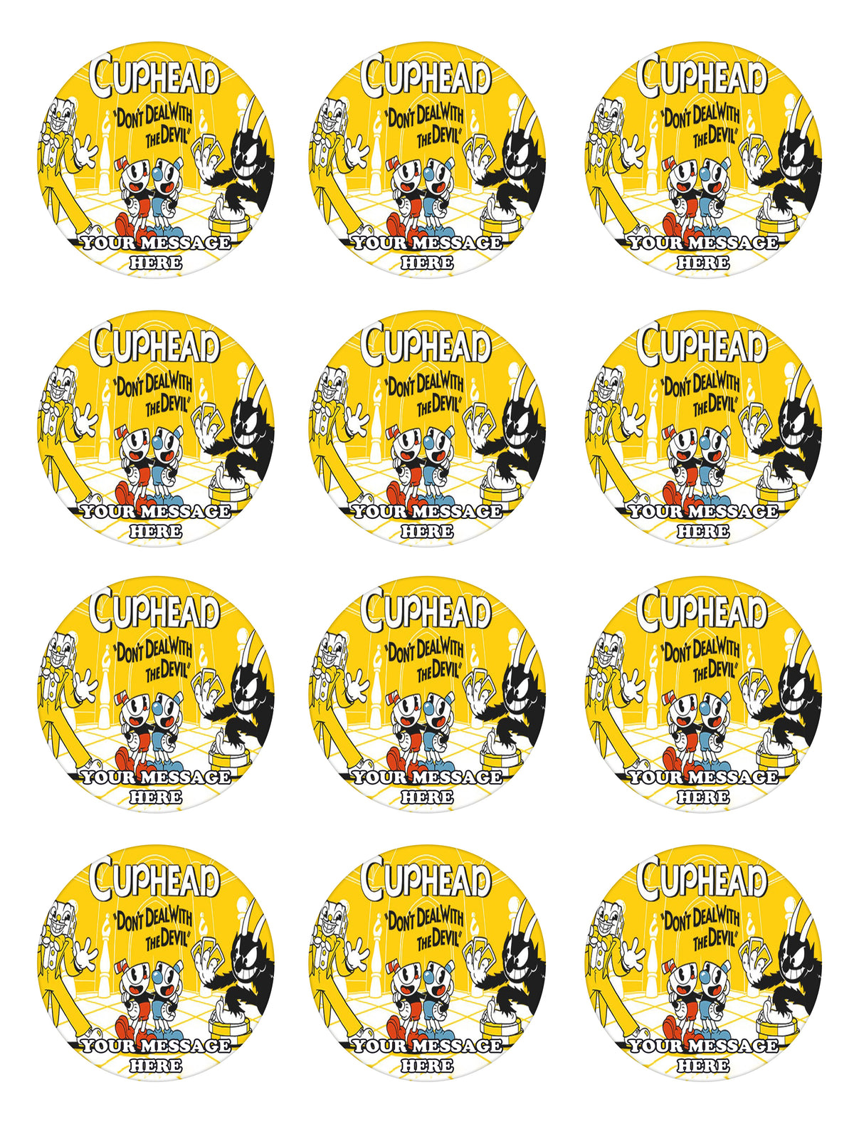 Cuphead Edible Cupcake Toppers (12 Images) Cake Image Icing Sugar Sheet