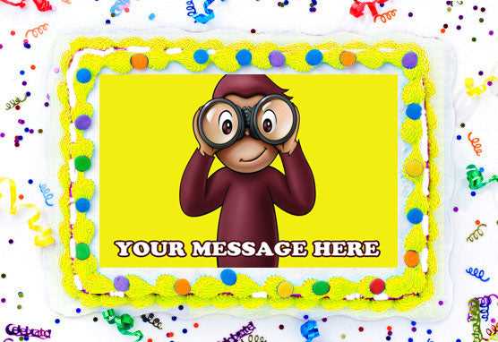 Curious George Edible Image Cake Topper Personalized Birthday Sheet Decoration Custom Party Frosting Transfer Fondant