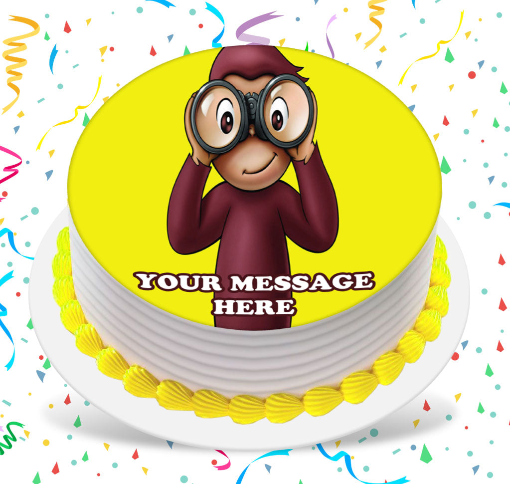 Curious George Edible Image Cake Topper Personalized Birthday Sheet Custom Frosting Round Circle