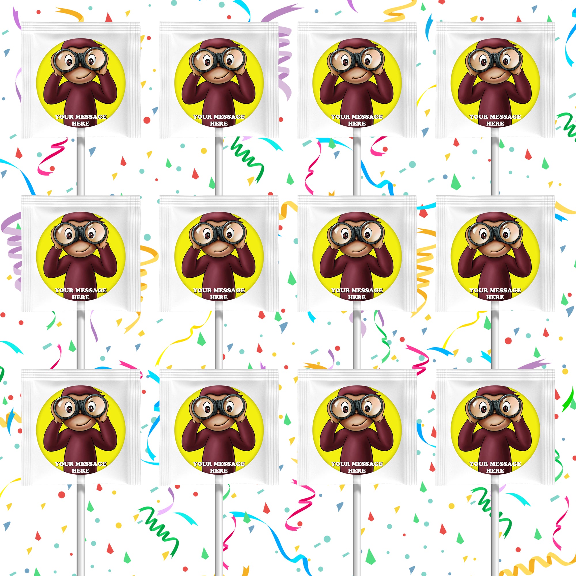 Curious George Lollipops Party Favors Personalized Suckers 12 Pcs