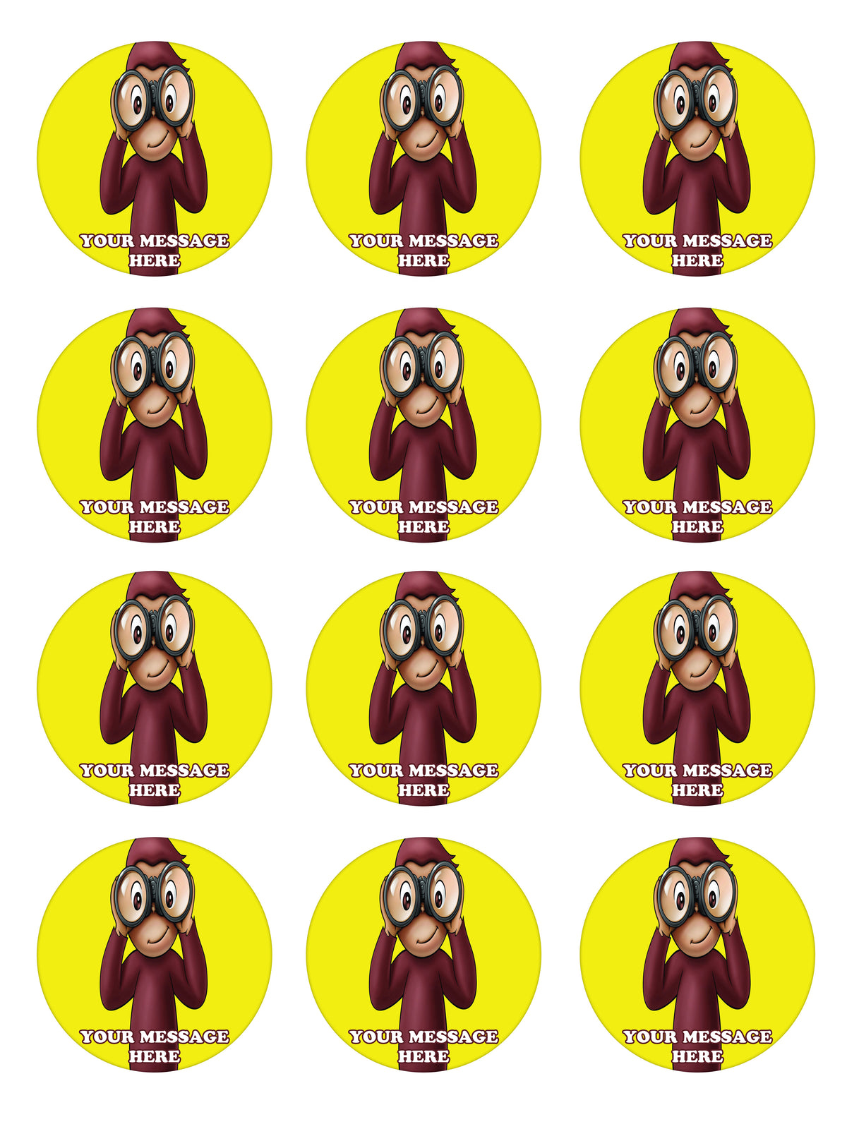 Curious George Edible Cupcake Toppers (12 Images) Cake Image Icing Sugar Sheet