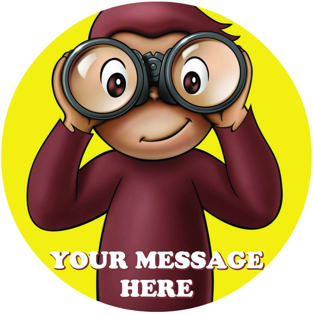 Curious George Edible Image Cake Topper Personalized Birthday Sheet Custom Frosting Round Circle