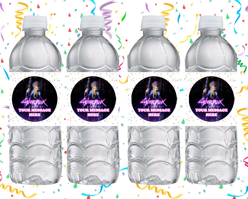 Cyber Punk Water Bottle Stickers 12 Pcs Labels Party Favors Supplies Decorations