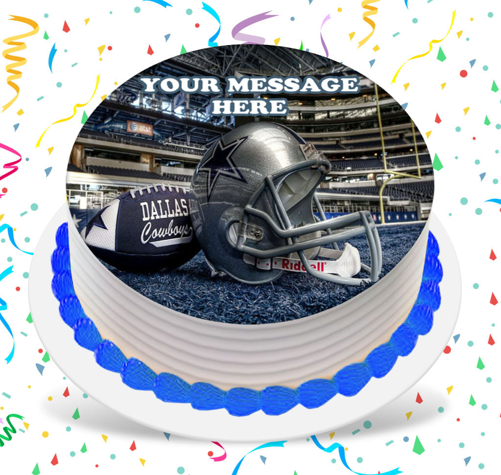 Dallas Cowboys Edible Image Cake Topper Personalized Birthday Sheet Custom Frosting Round Circle