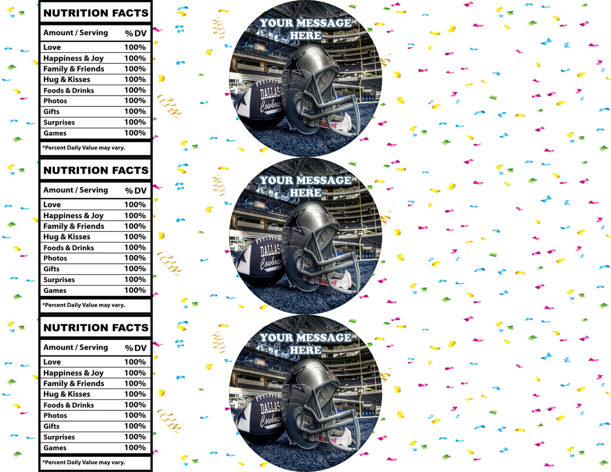 Dallas Cowboys Water Bottle Stickers 12 Pcs Labels Party Favors Supplies Decorations