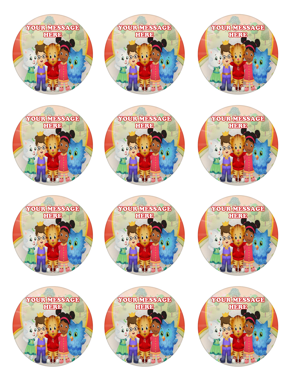 Daniel Tiger's Neighborhood Edible Cupcake Toppers (12 Images) Cake Image Icing Sugar Sheet