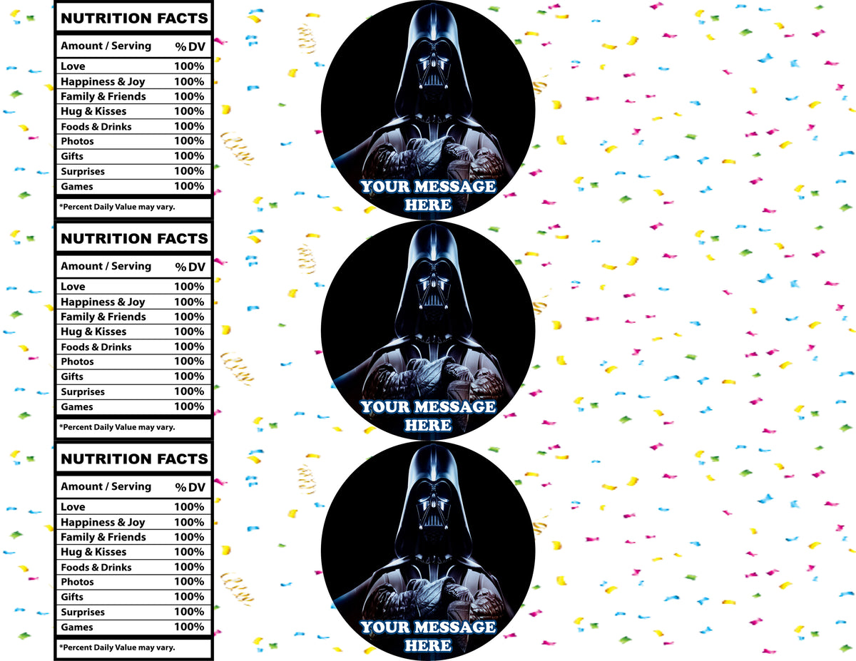 Darth Vader Water Bottle Stickers 12 Pcs Labels Party Favors Supplies Decorations