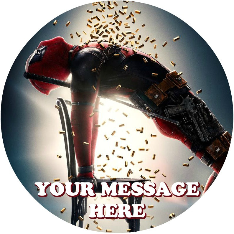 Deadpool Edible Image Cake Topper Personalized Birthday Sheet Custom Frosting Round Circle