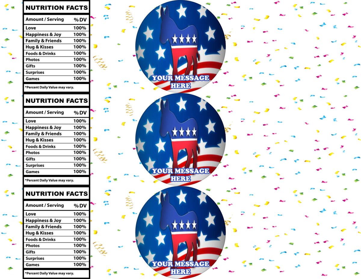 Democratic Party Water Bottle Stickers 12 Pcs Labels Party Favors Supplies Decorations