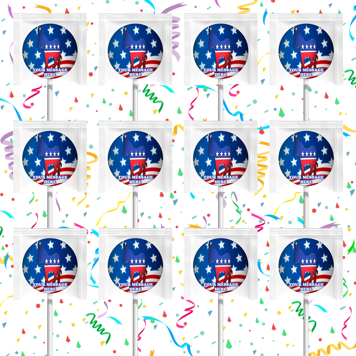 Democratic Party Lollipops Party Favors Personalized Suckers 12 Pcs