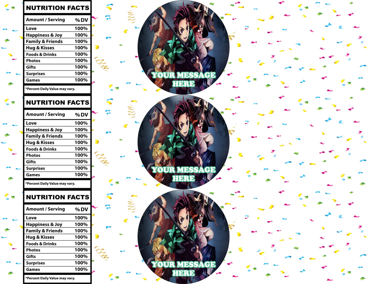 Demon Slayer Water Bottle Stickers 12 Pcs Labels Party Favors Supplies Decorations