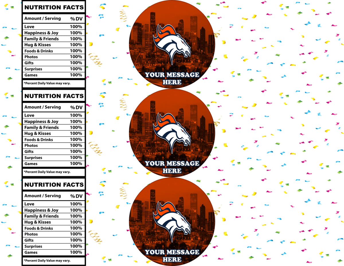 Denver Broncos Water Bottle Stickers 12 Pcs Labels Party Favors Supplies Decorations