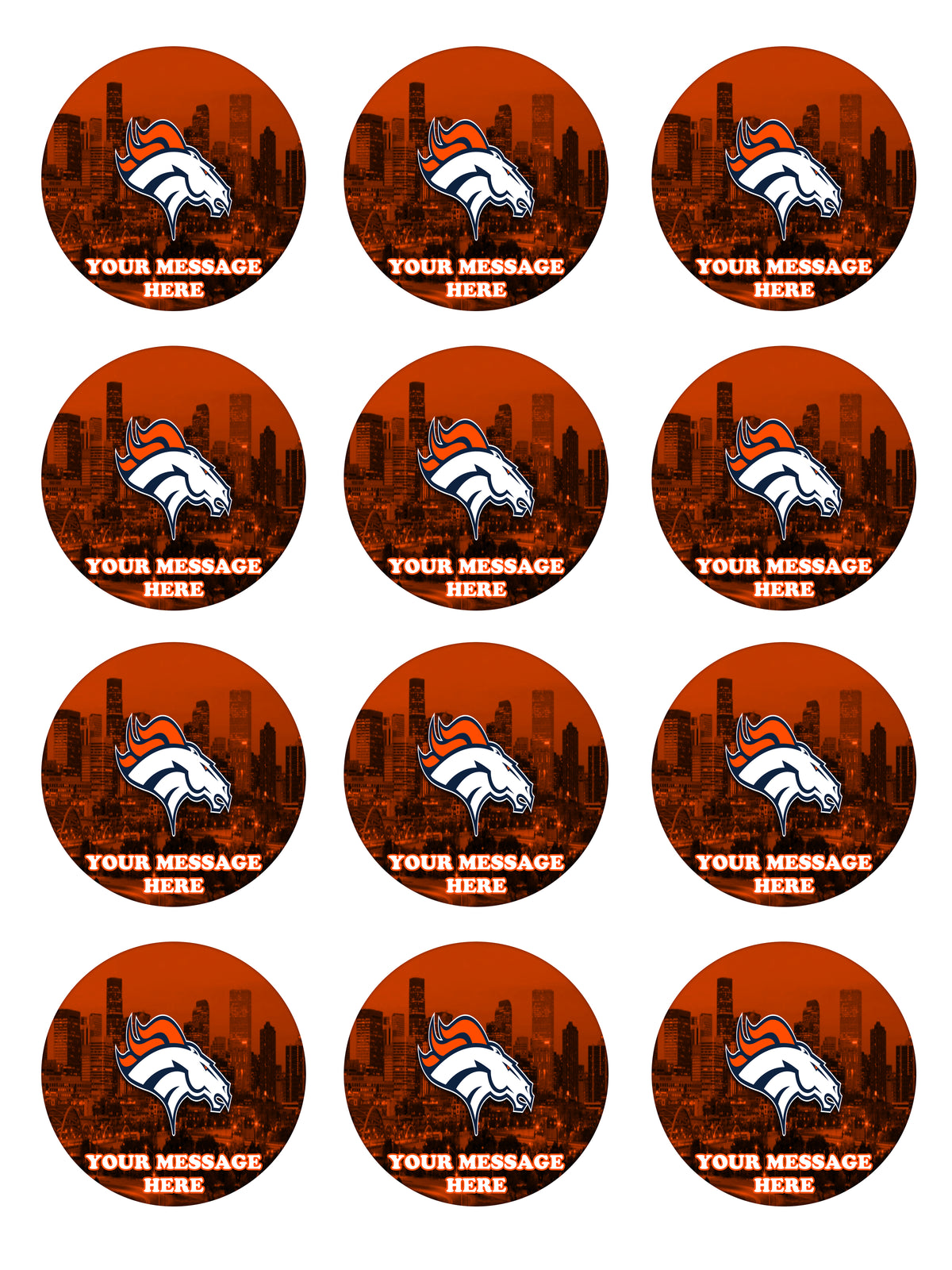 Denver Broncos Edible Cupcake Toppers (12 Images) Cake Image Icing Sugar Sheet
