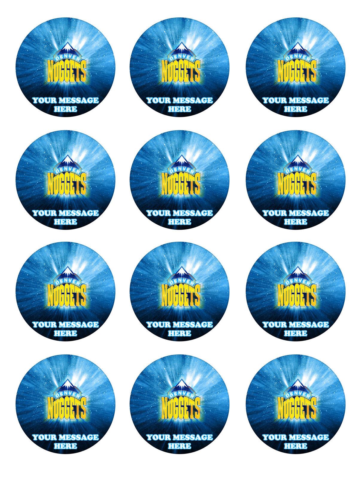 Denver Nuggets Edible Cupcake Toppers (12 Images) Cake Image Icing Sugar Sheet