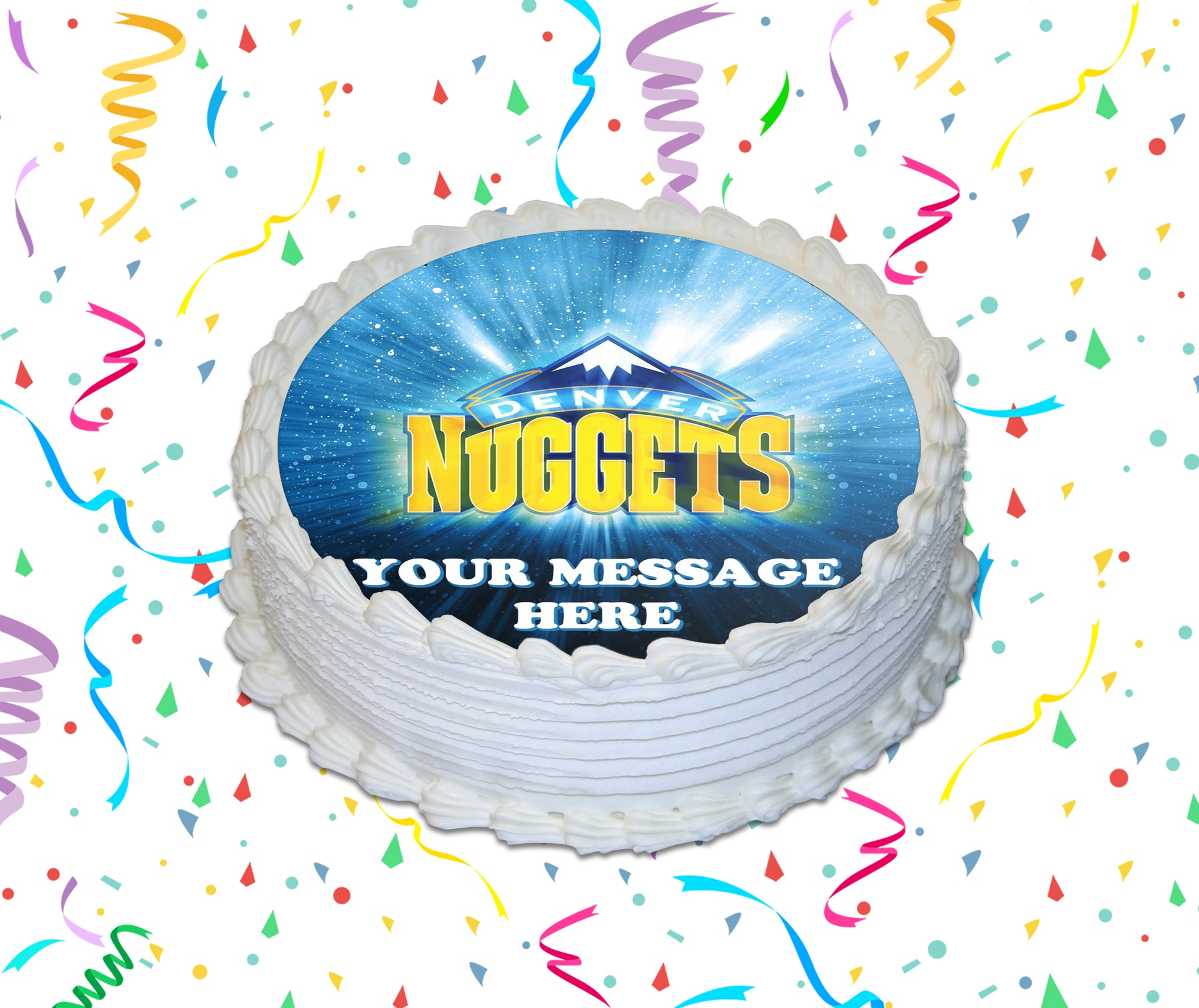 Denver Nuggets Edible Image Cake Topper Personalized Birthday Sheet Custom Frosting Round Circle