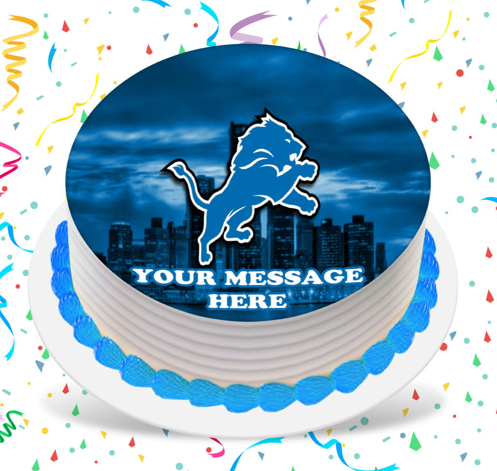 Detroit Lions Edible Image Cake Topper Personalized Birthday Sheet Custom Frosting Round Circle