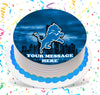 Detroit Lions Edible Image Cake Topper Personalized Birthday Sheet Custom Frosting Round Circle