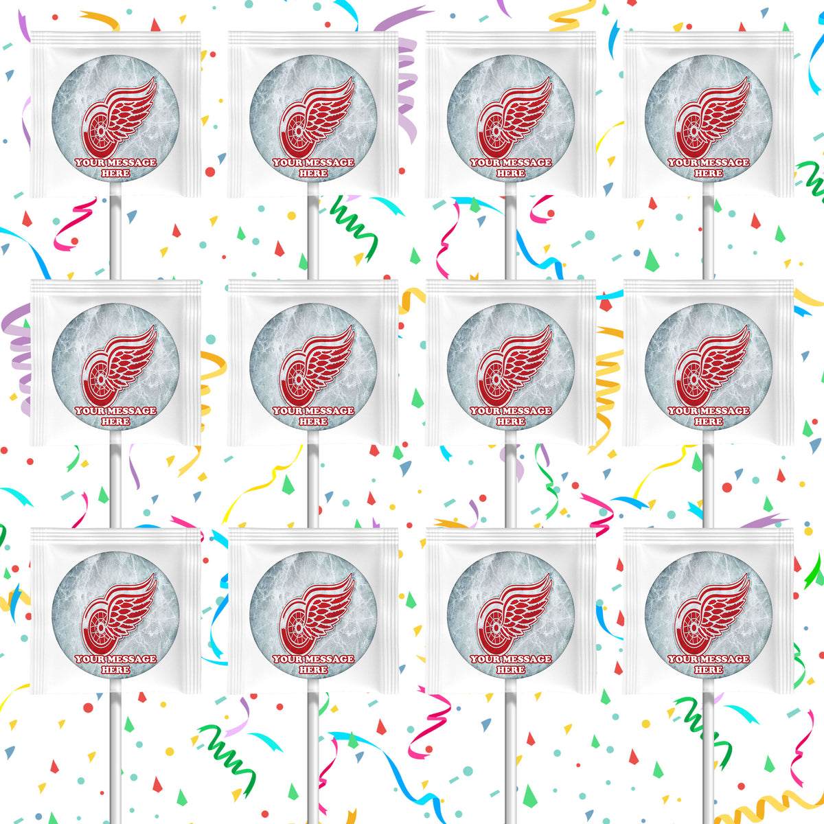 Detroit Red Wings Lollipops Party Favors Personalized Suckers 12 Pcs