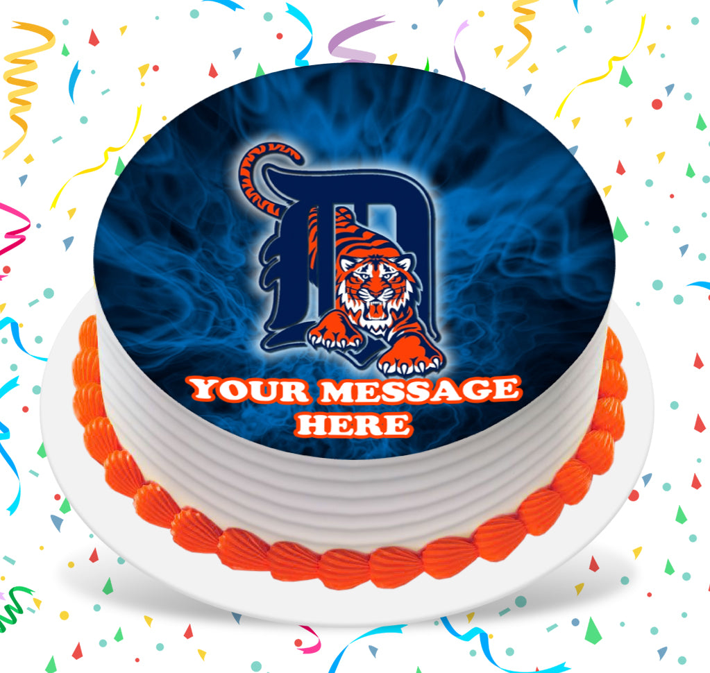 Detroit Tigers Edible Image Cake Topper Personalized Birthday Sheet Custom Frosting Round Circle