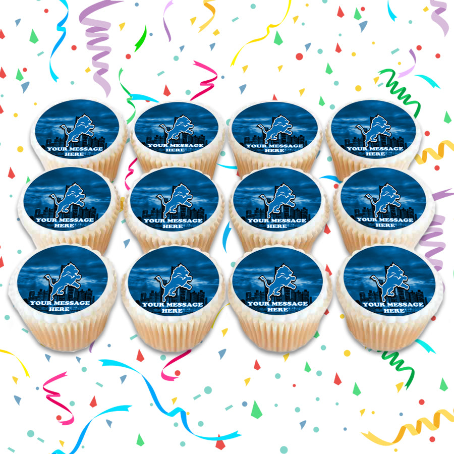 Detroit Lions Edible Cupcake Toppers (12 Images) Cake Image Icing Sugar Sheet