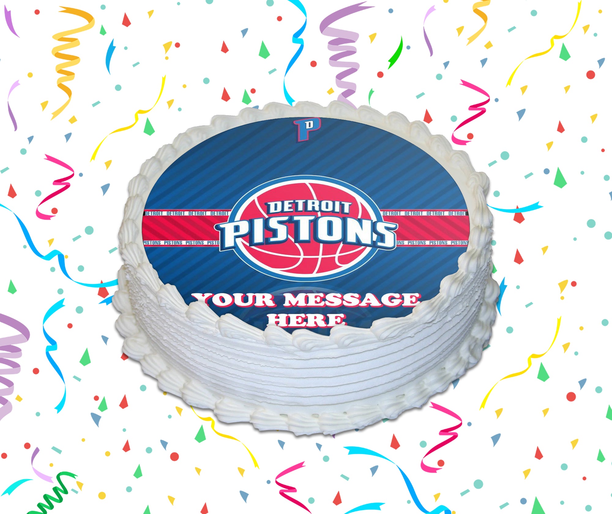 Detroit Pistons Edible Image Cake Topper Personalized Birthday Sheet Custom Frosting Round Circle