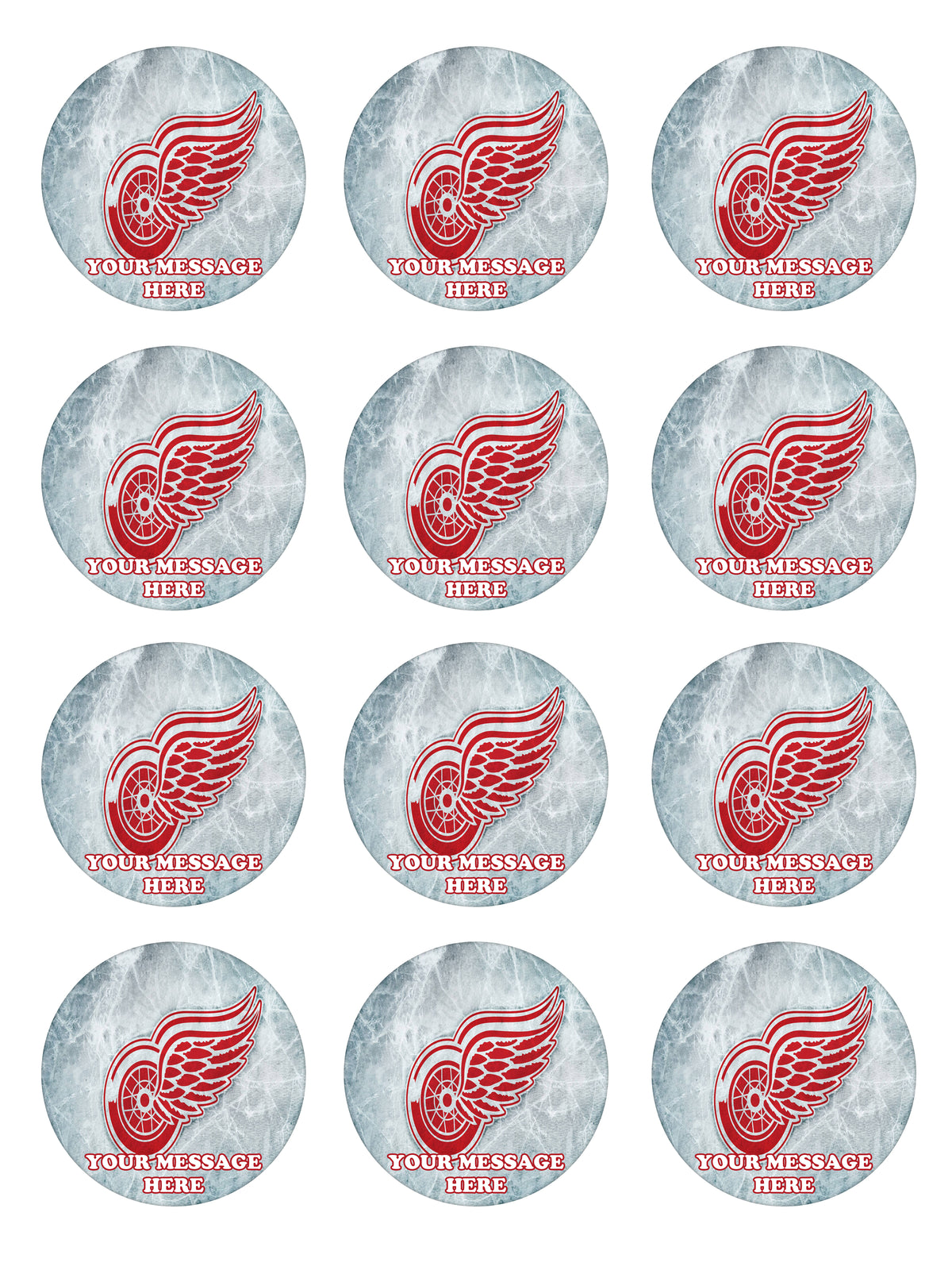 Detroit Red Wings Edible Cupcake Toppers (12 Images) Cake Image Icing Sugar Sheet