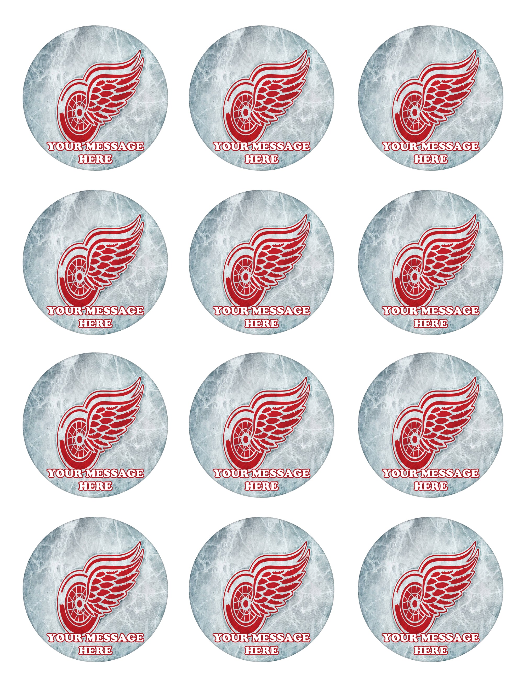 Detroit Red Wings Edible Cupcake Toppers (12 Images) Cake Image Icing ...