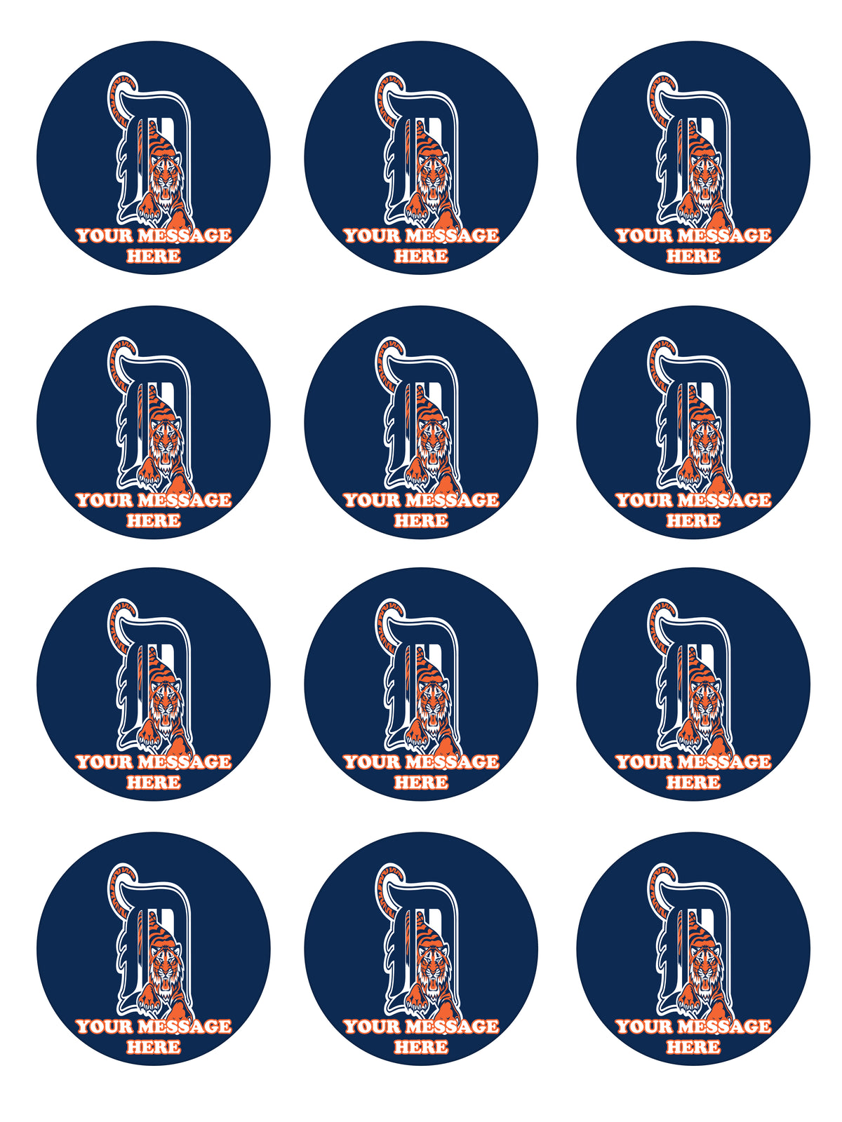 Detroit Tigers Edible Cupcake Toppers (12 Images) Cake Image Icing Sugar Sheet