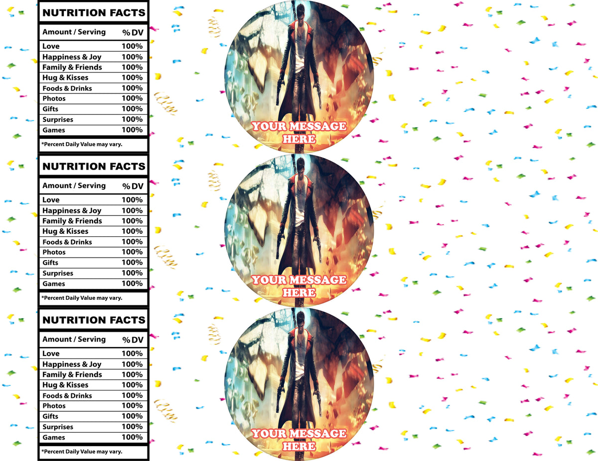 Devil May Cry Water Bottle Stickers 12 Pcs Labels Party Favors Supplies Decorations