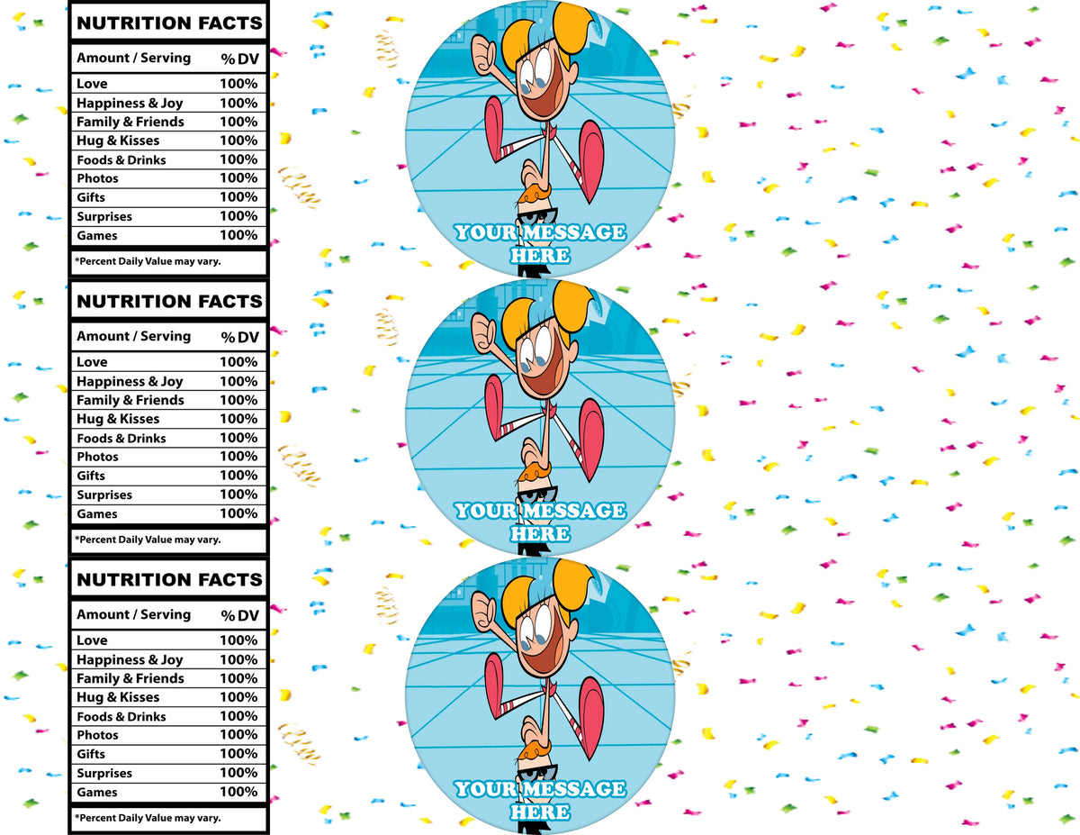 Dexter's Laboratory Water Bottle Stickers 12 Pcs Labels Party Favors Supplies Decorations