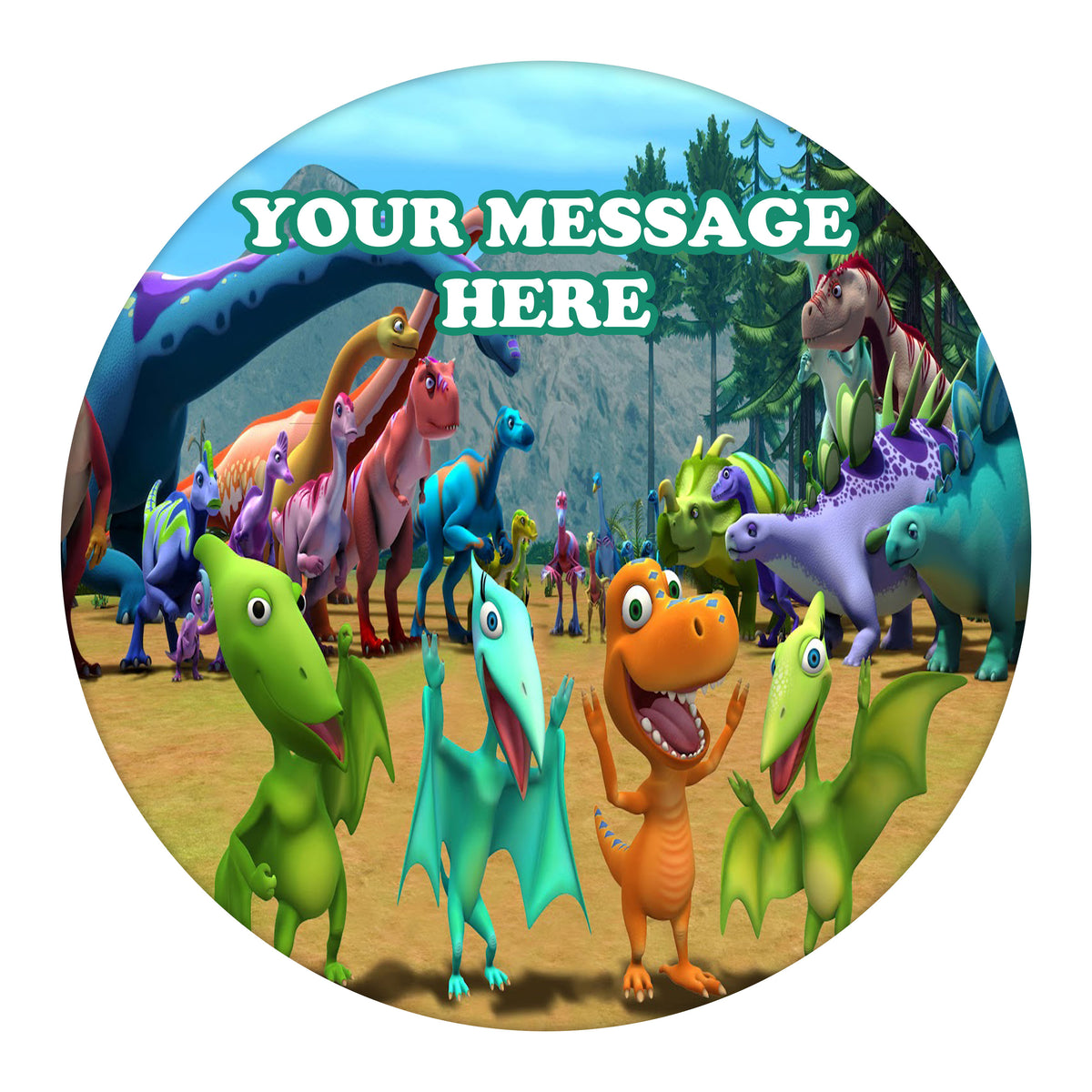 Dinosaur Train Edible Image Cake Topper Personalized Birthday Sheet Custom Frosting Round Circle
